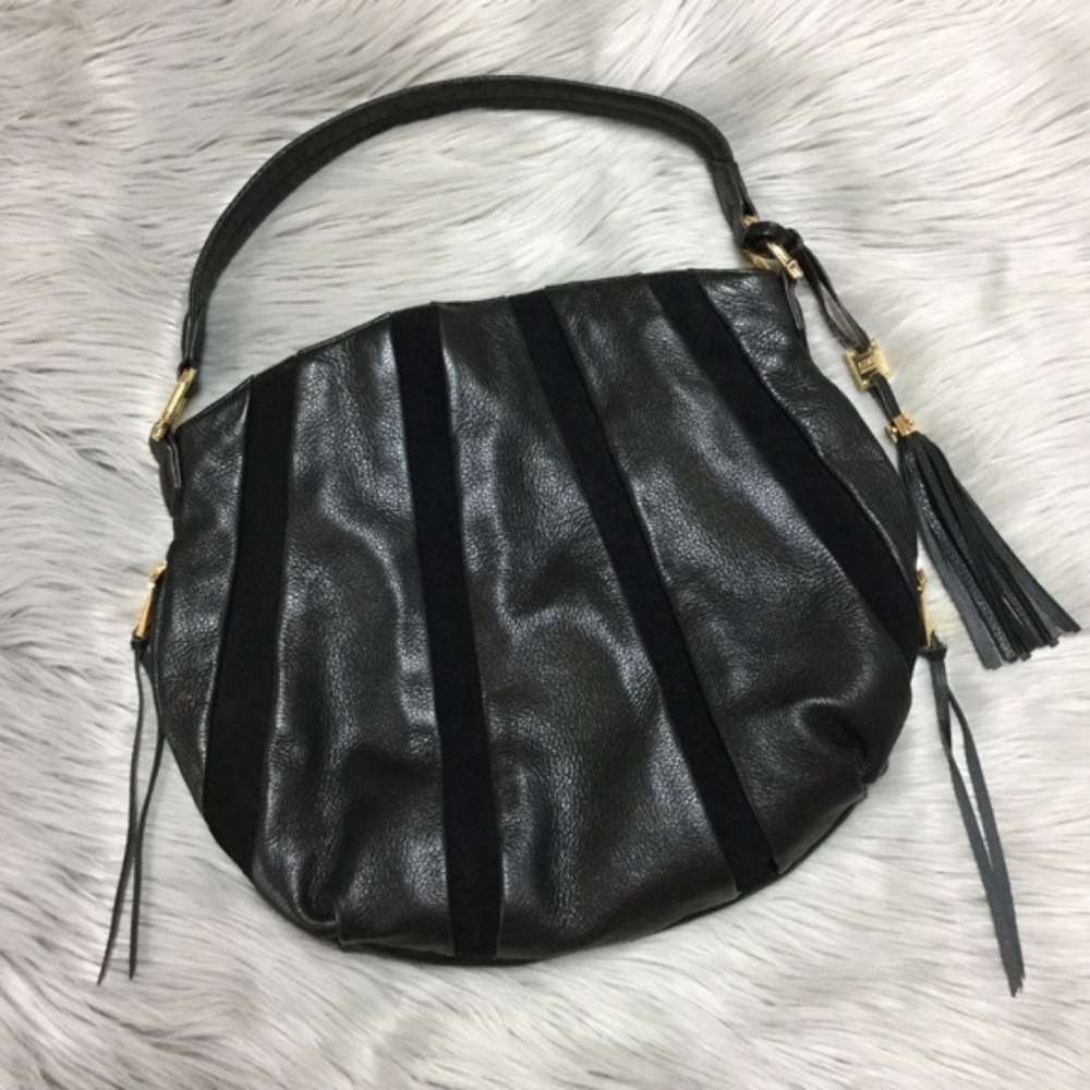 Vintage Aimee Kestenberg Black Genuine Leather Suede Hobo Bag Handbag Boho Purse